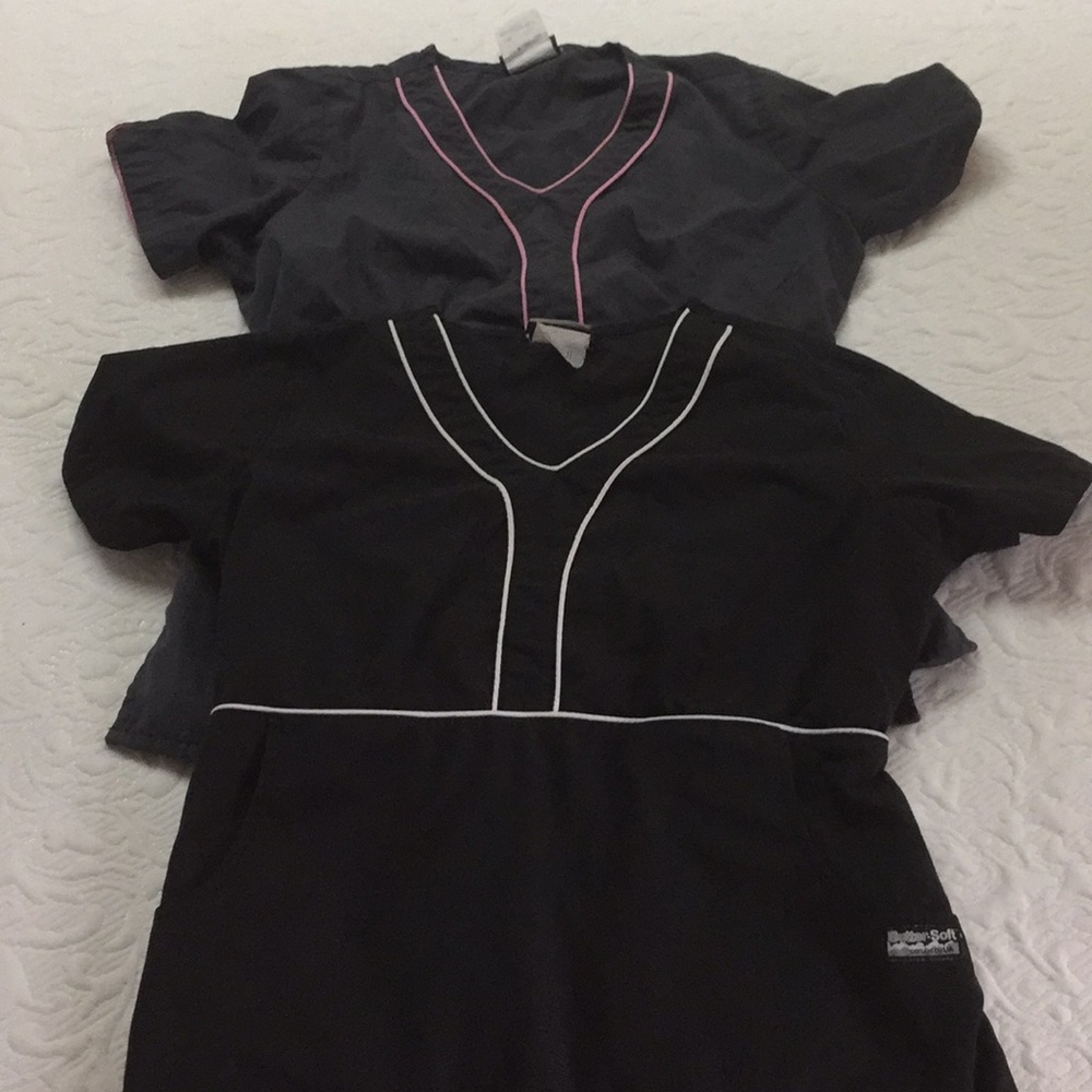2 maternity scrub tops gray and black u get both